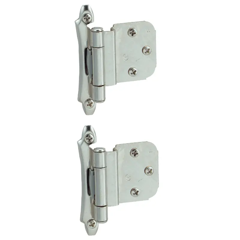 Amerock Polished Chrome Inset Cabinet Hinge – 3/8-Inch Self-Closing, 2-Piece Set 1