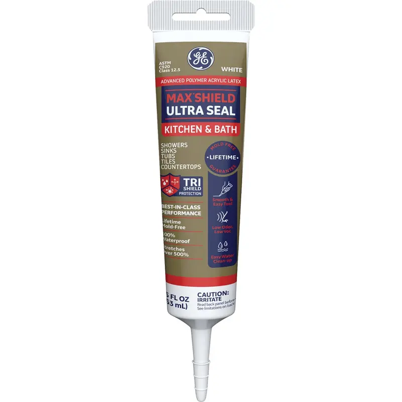 Ge Max Shield Ultra Seal White Kitchen & Bath Sealant – 5.5 Oz Advanced Polymer Acrylic Latex 1