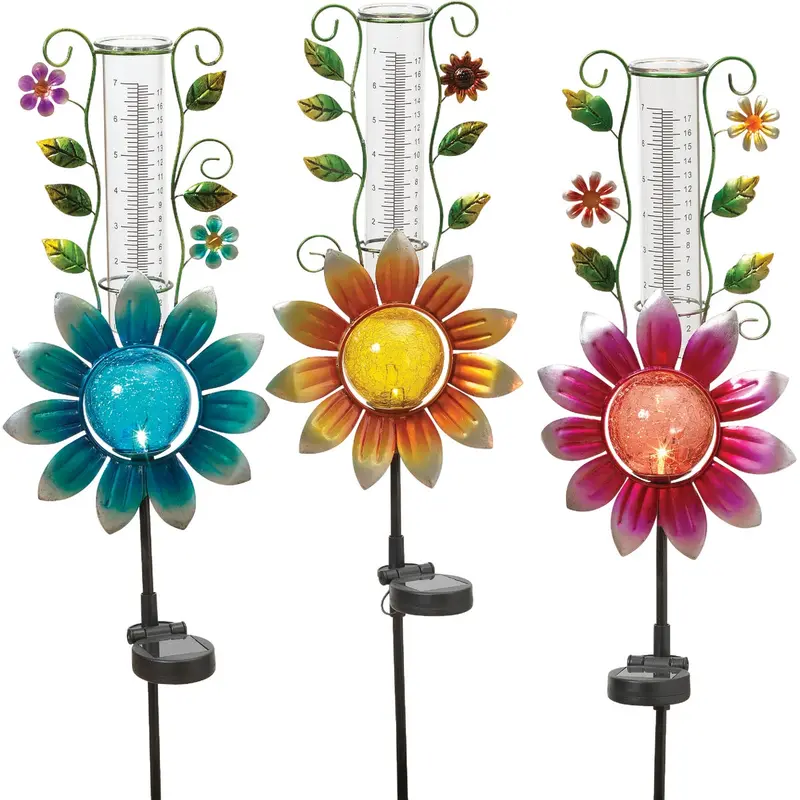 Gerson Solar-Powered Flower Stake Light – 33.5 In. Metal & Glass Design 1