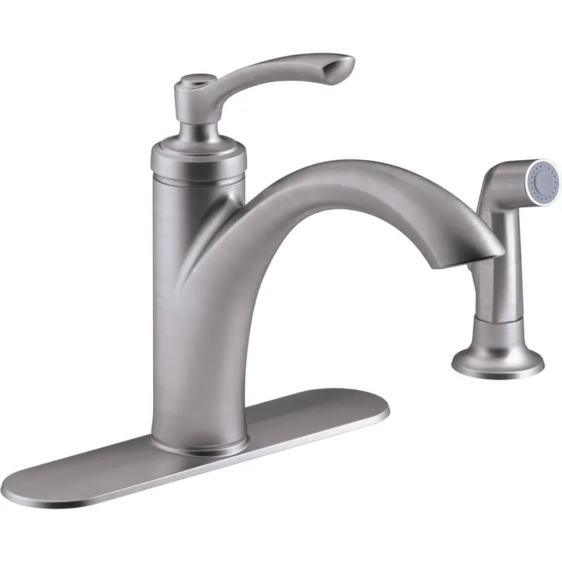 Kohler Linwood Kitchen Faucet – Single-Handle Lever, Stainless Steel With Side Spray 1