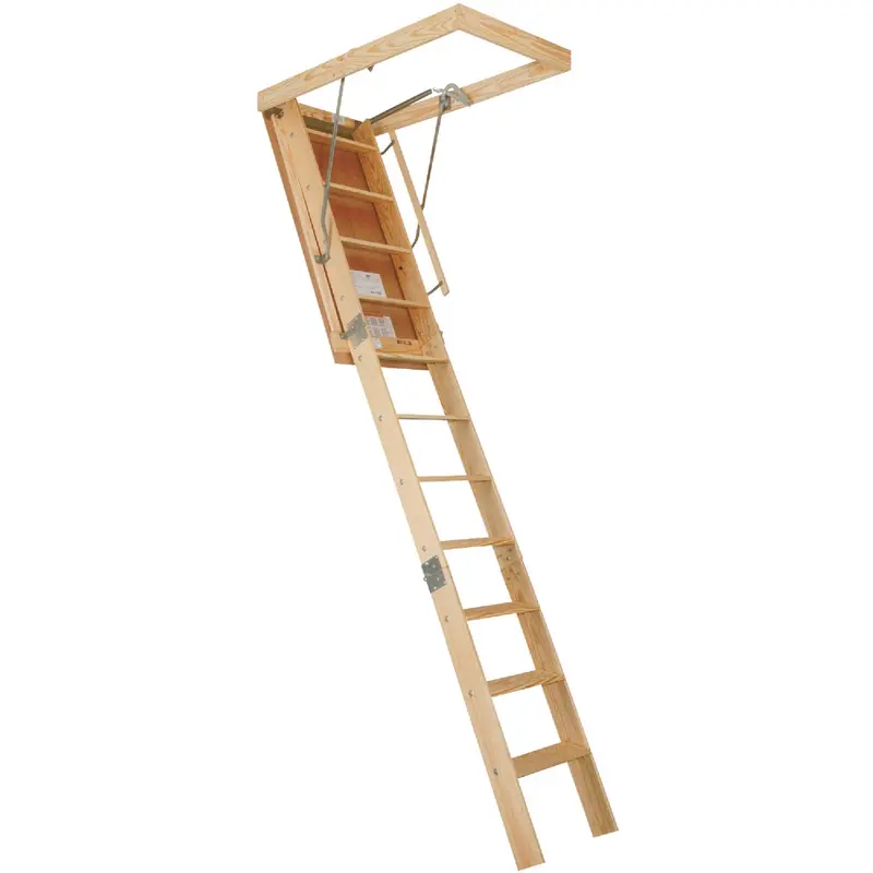 Louisville Champion Wood Attic Stairs – 8'9" To 10' Adjustable, 25-1/2" X 54", 300-Lb Capacity 1