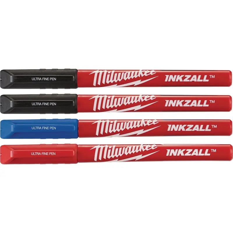 Milwaukee Inkzall Job Site Pens – Ultra-Fine Point, Multi-Color 4-Pack 1