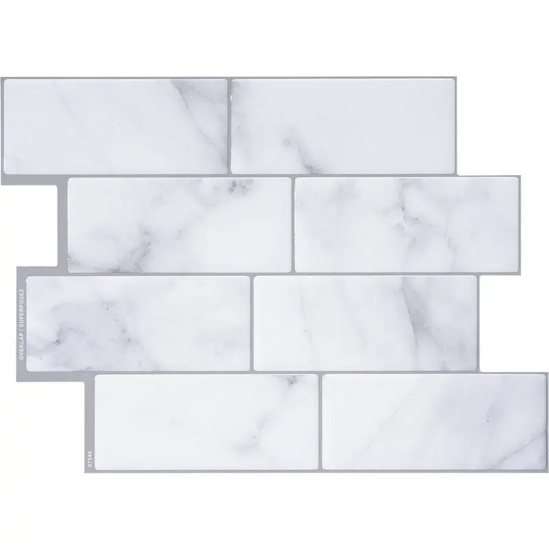 Smart Tiles Metro Carrera Mosaic Peel-And-Stick Backsplash – Glass-Look Vinyl, 9" X 11", 4-Pack 1