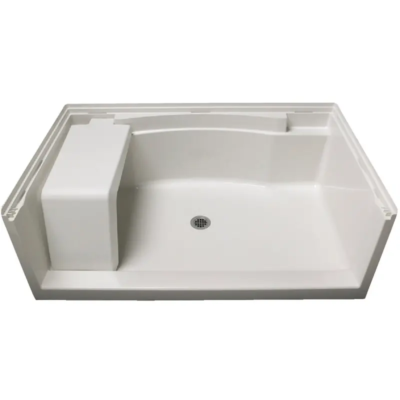 Sterling Accord Seated Shower Base – 60-Inch Width X 36-Inch Depth, Center Drain, White Finish 1