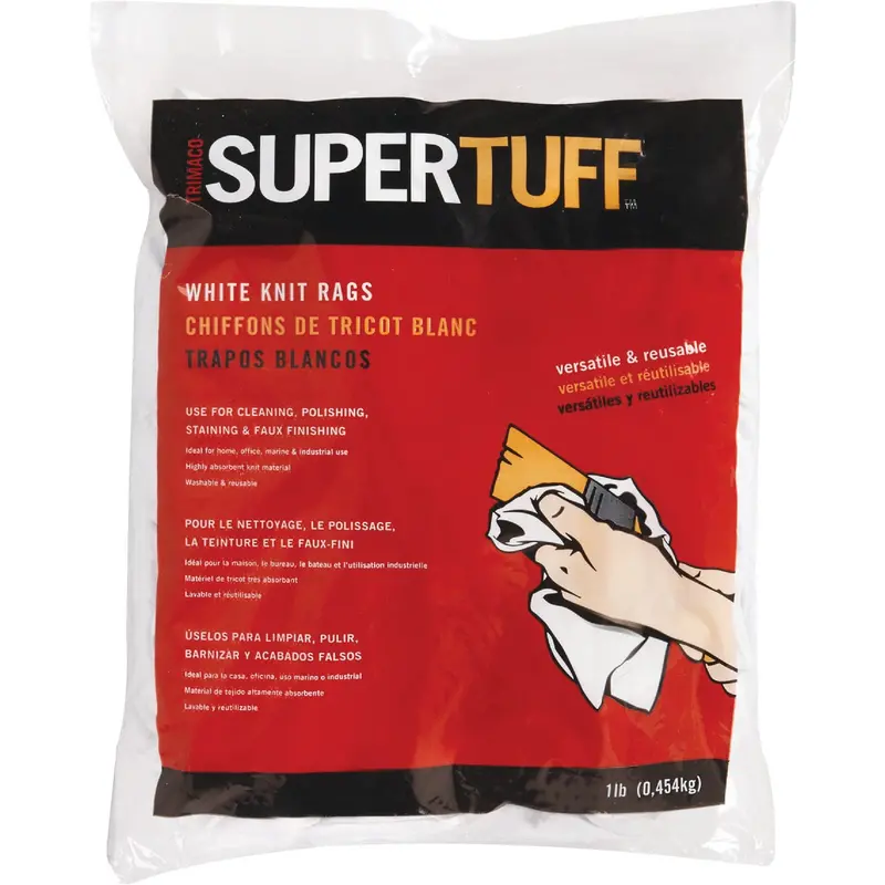 Trimaco Supertuff Staining Rags – 1 Lb White Cotton Blend, Pre-Cut For Painting Prep 1
