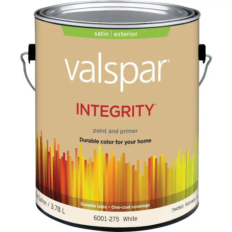 Valspar Integrity Exterior Satin Paint & Primer In One – 1 Gallon White Latex Finish 1