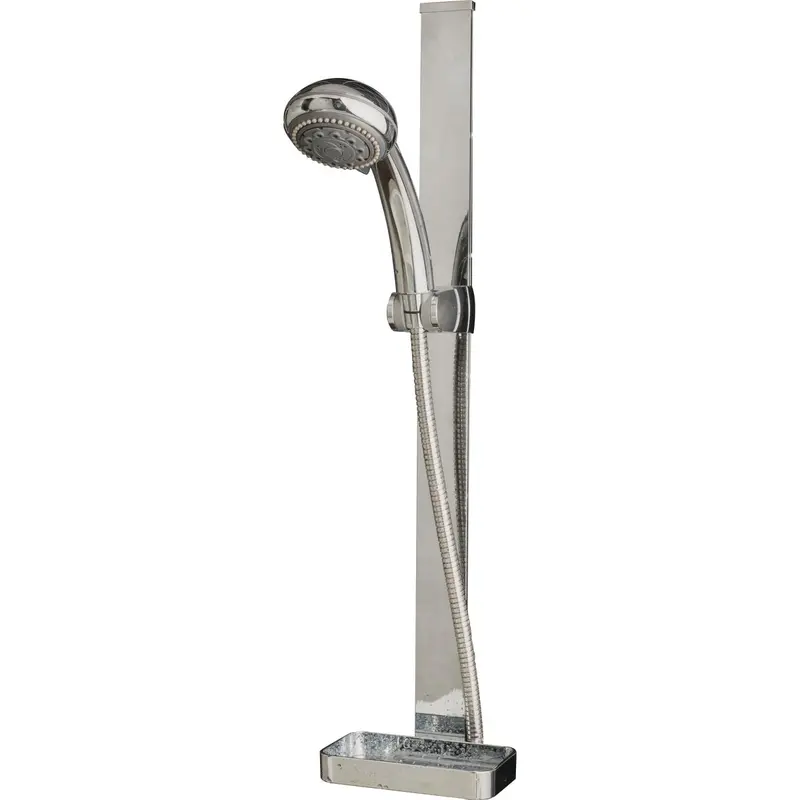 Whedon Chrome Shower Rail Bracket With Integrated Soap Dish – 24 In Sliding Flat Rail 1