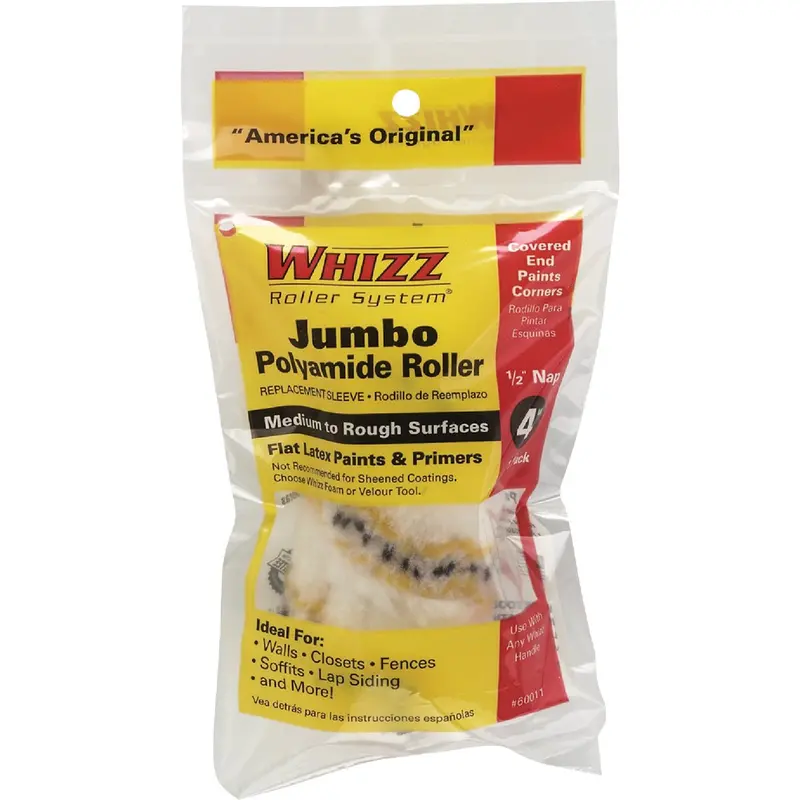Whizz Premium Gold-Stripe Fabric Roller Cover – 4" × 1/2", Jumbo Woven Nap 1
